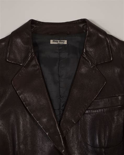 miu miu vintage leather jacket|Jackets & Coats .